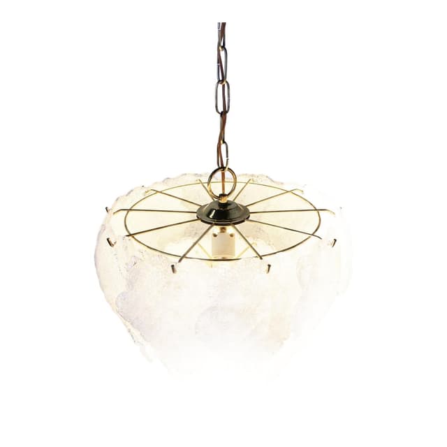 Żyrandol Murano, biały, szkło, mosiądz, Włochy, lata 70. - WYMIARY