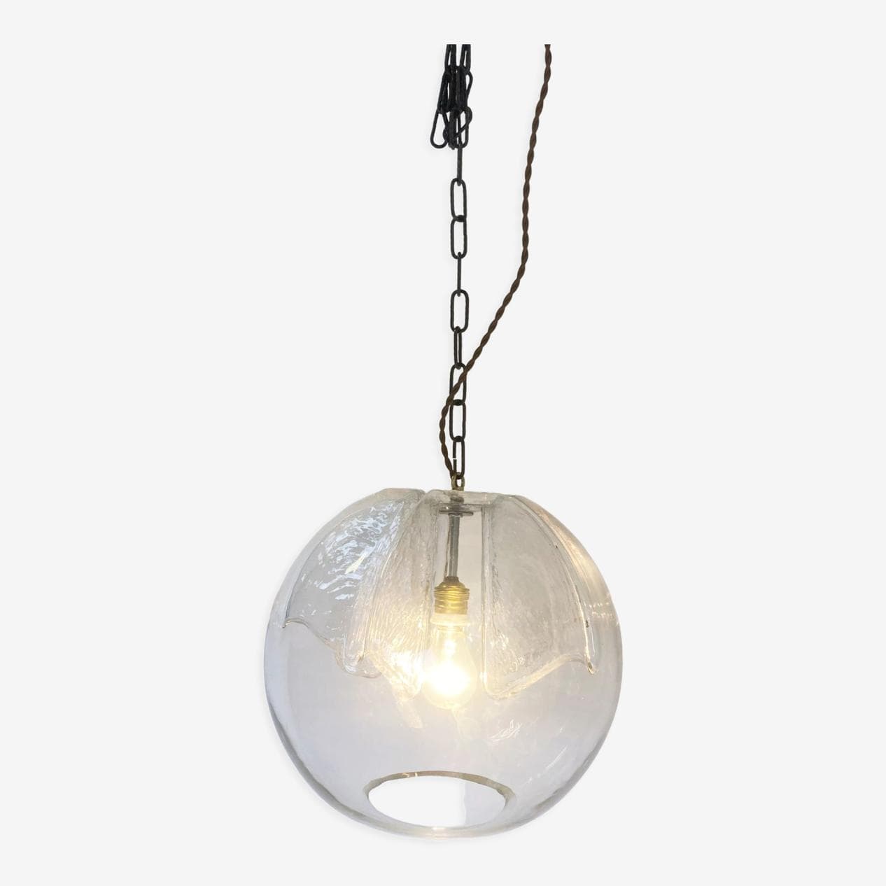Pendant lamp, transparent glass, Peill & Putzler, Germany, 1970s. - 266046