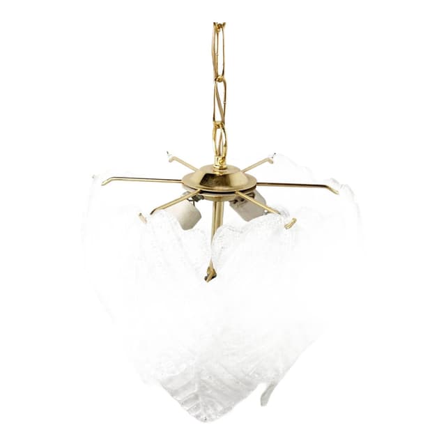 Żyrandol Murano, transparent, szkło, mosiądz, Włochy, lata 70. - WYMIARY