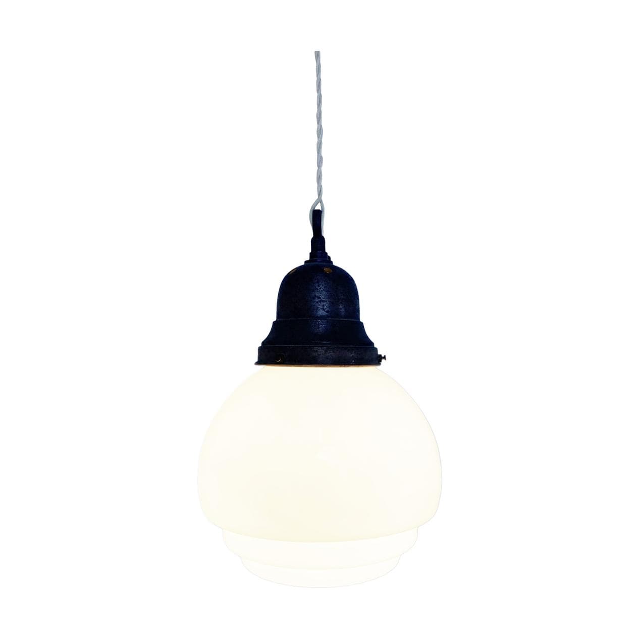 Lampa wisząca Art Deco, opalowe szkło białe, Belgia, lata 30.