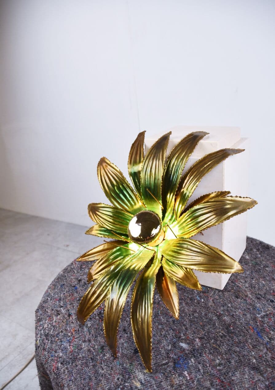 Kinkiet Flower, złoty, mosiądz, Francja, lata 70. - 265858