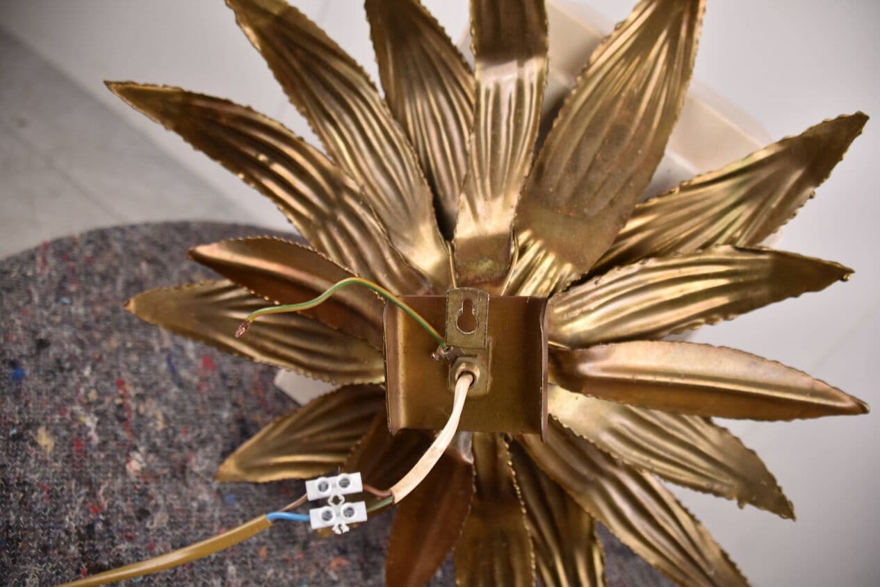 Kinkiet Flower, złoty, mosiądz, Francja, lata 70. - 265857