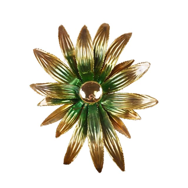 Kinkiet Flower, złoty, mosiądz, Francja, lata 70. - WYMIARY