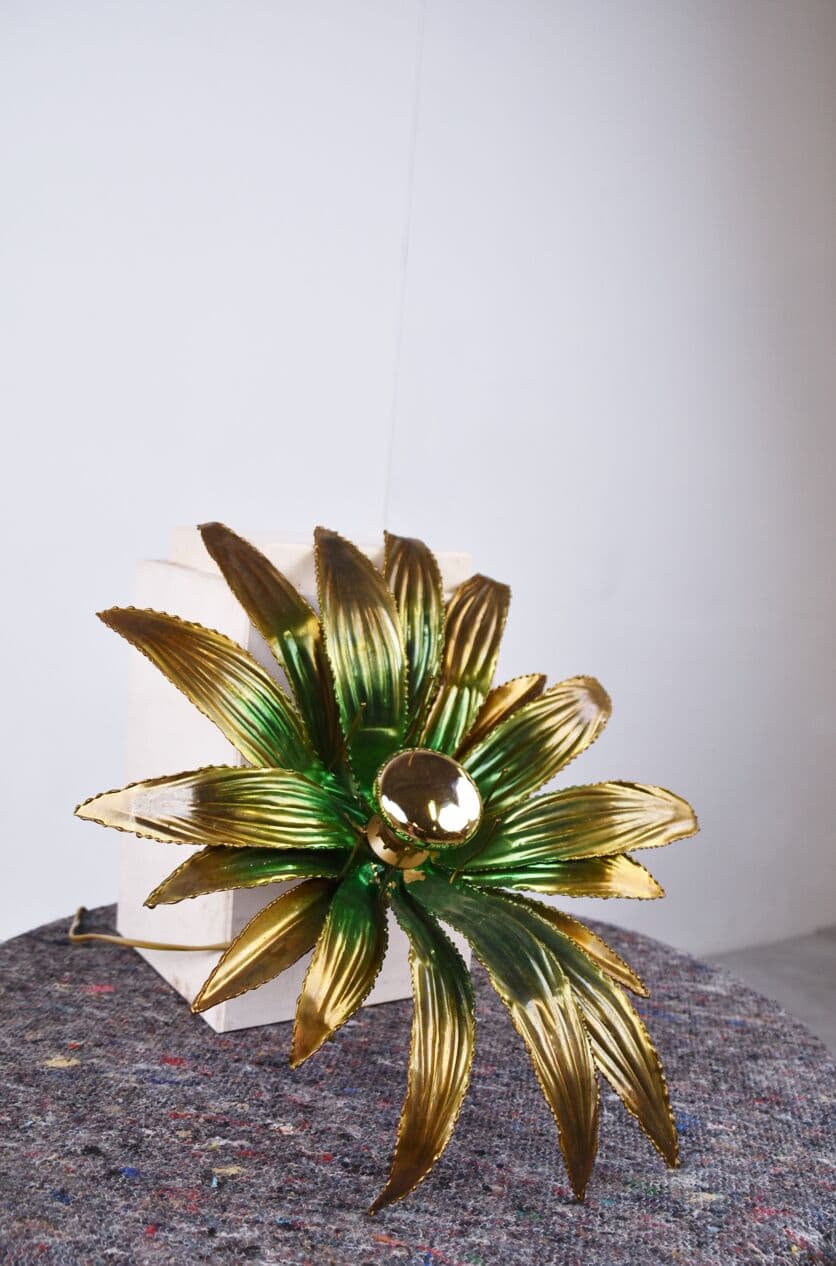 Kinkiet Flower, złoty, mosiądz, Francja, lata 70. - 265866