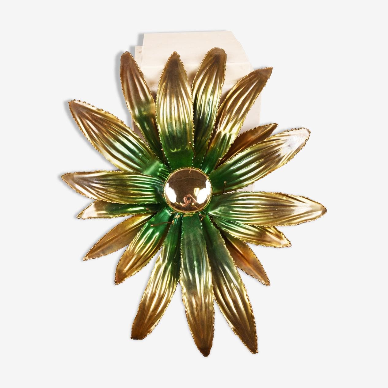 Kinkiet Flower, złoty, mosiądz, Francja, lata 70. - 265862