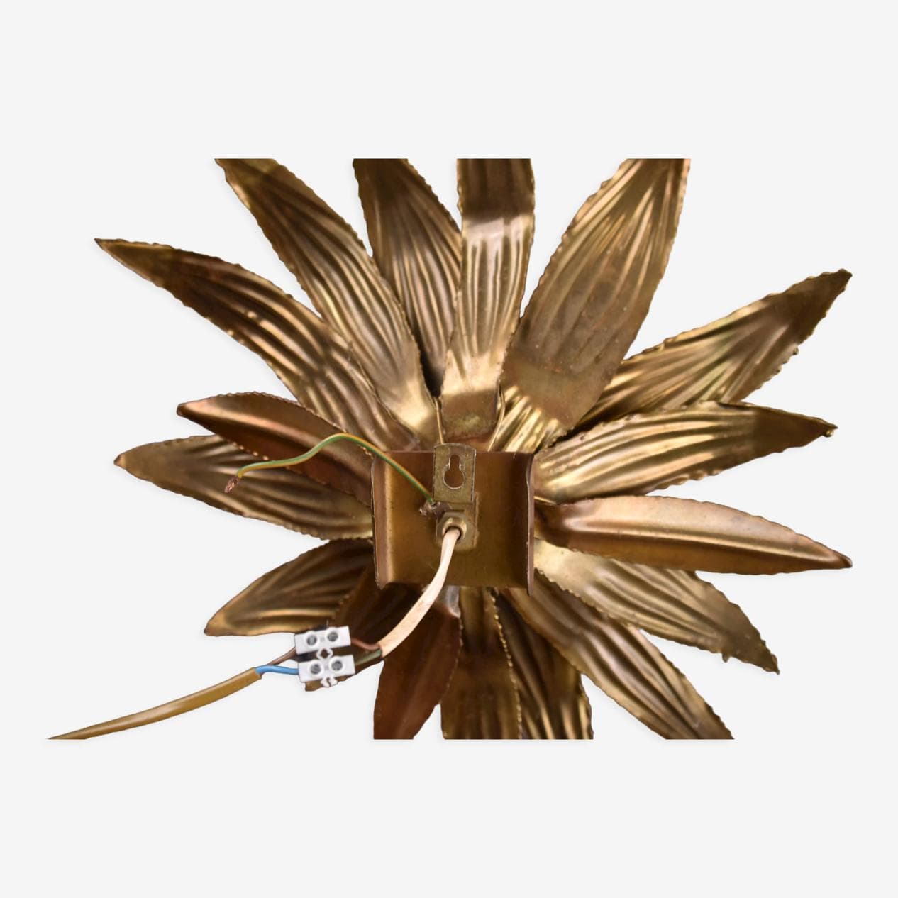 Kinkiet Flower, złoty, mosiądz, Francja, lata 70. - 265859