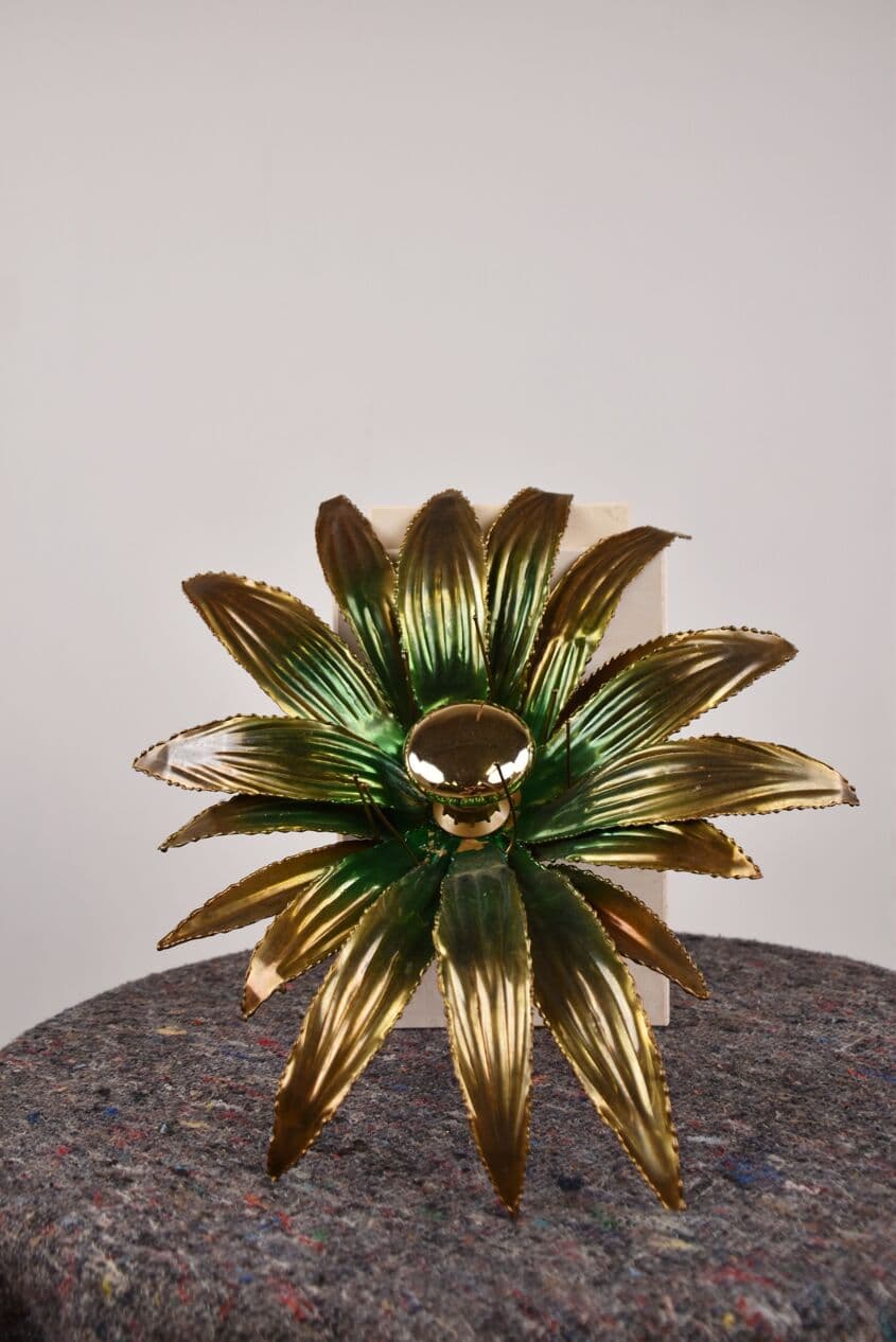 Kinkiet Flower, złoty, mosiądz, Francja, lata 70. - 265865