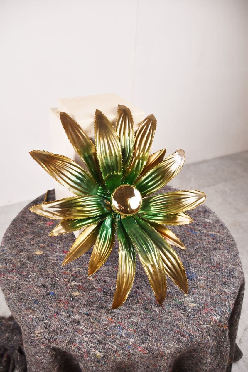 Kinkiet Flower, złoty, mosiądz, Francja, lata 70. - 265860