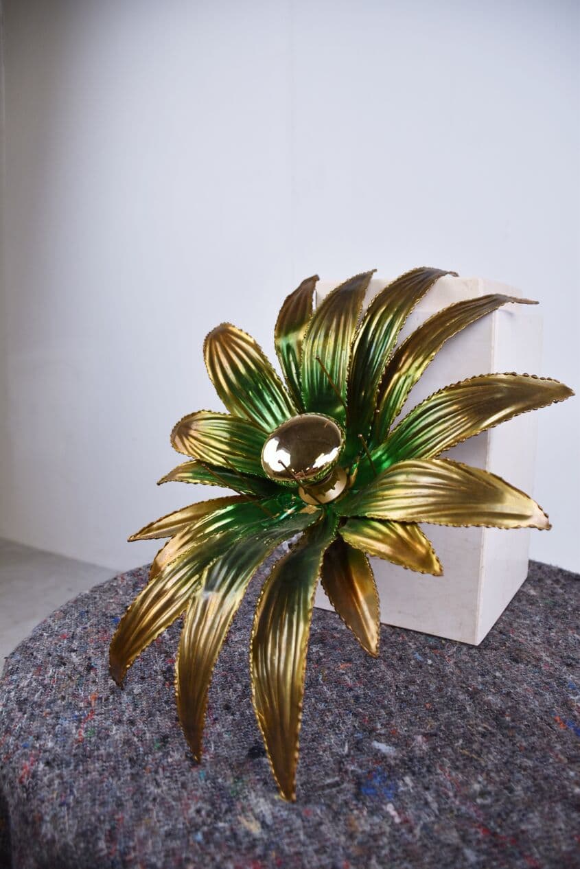 Kinkiet Flower, złoty, mosiądz, Francja, lata 70. - 265868