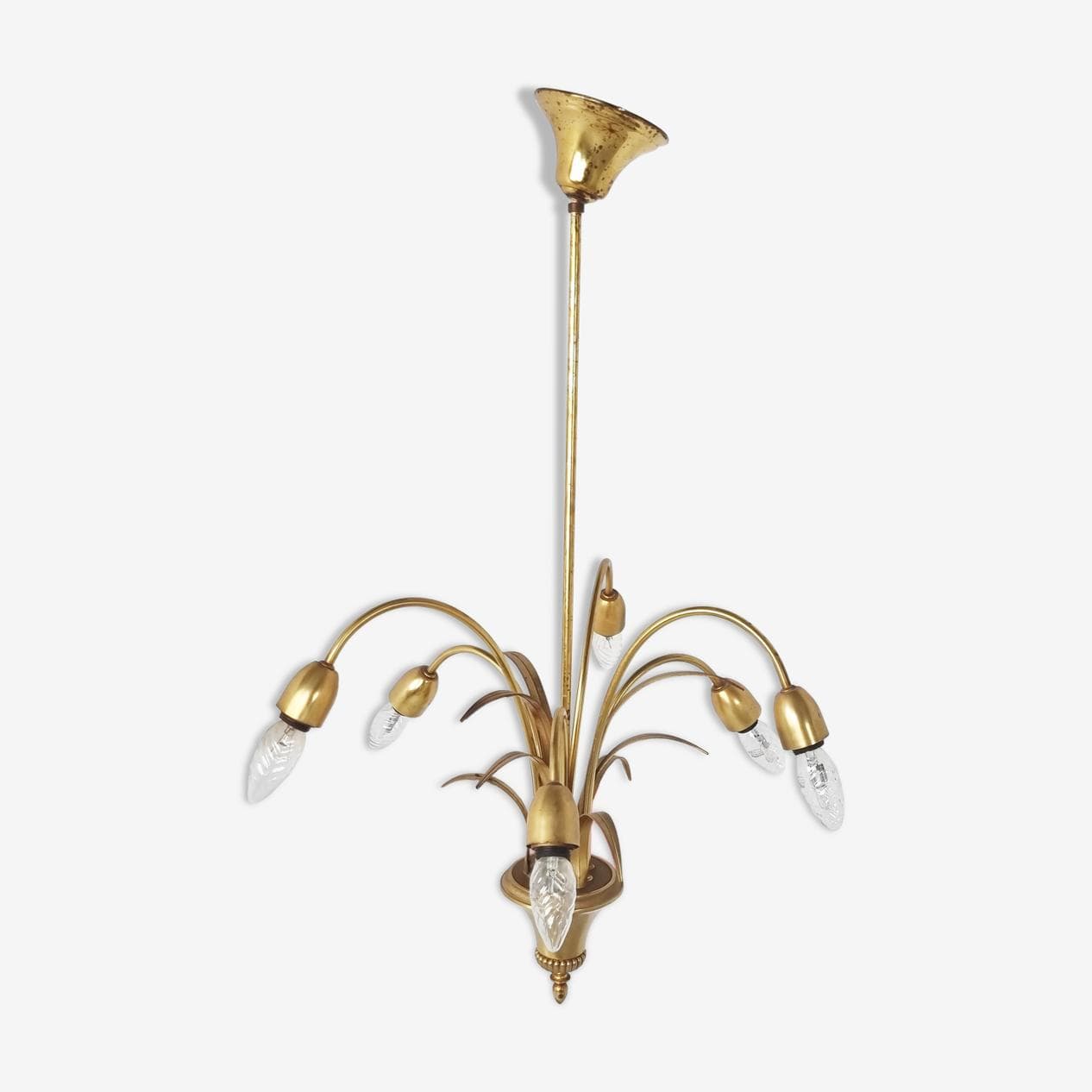 Chandelier Pineapple, gold brass, Belgium, 1970s - 265780