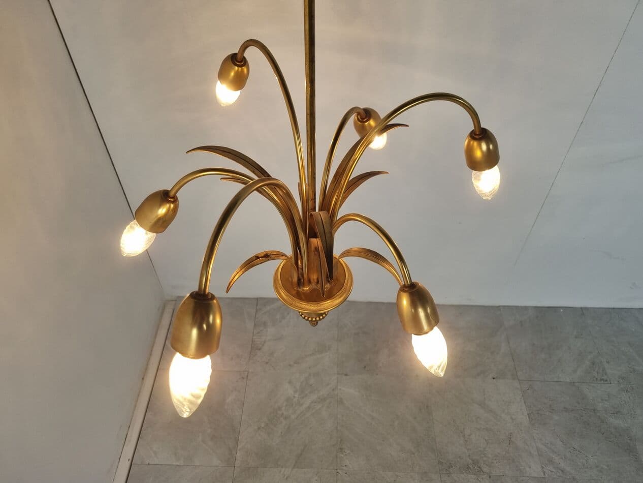 Chandelier Pineapple, gold brass, Belgium, 1970s - 265775