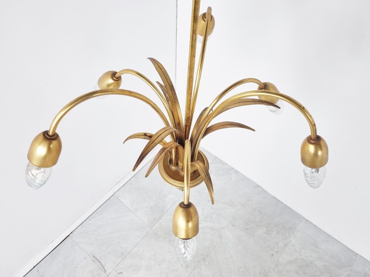 Chandelier Pineapple, gold brass, Belgium, 1970s - 265778