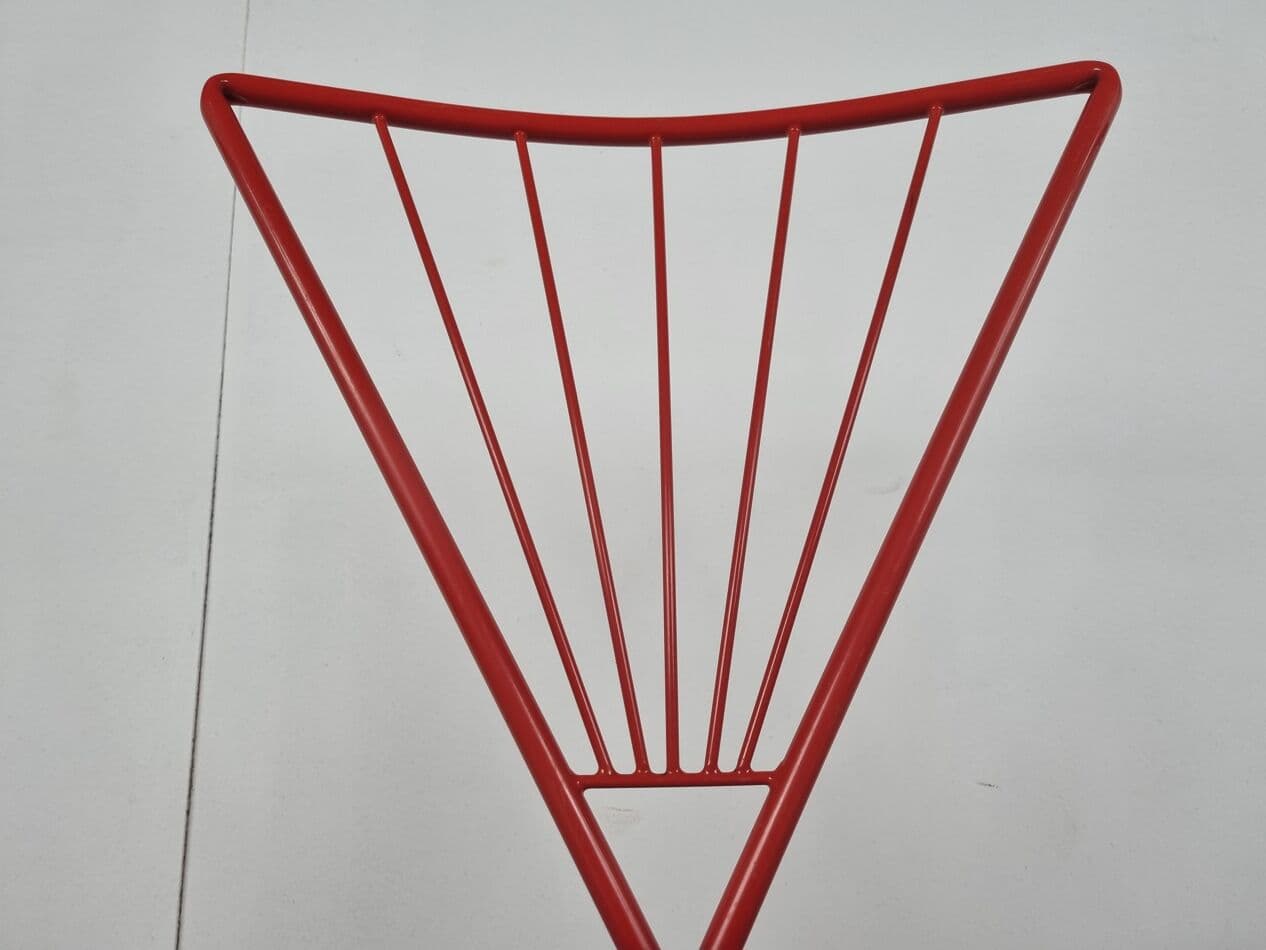 komplet krzeseł jadalnianych, metal czerwony, proj. J. Hoffmann, Niemcy, lata 80. - 265766