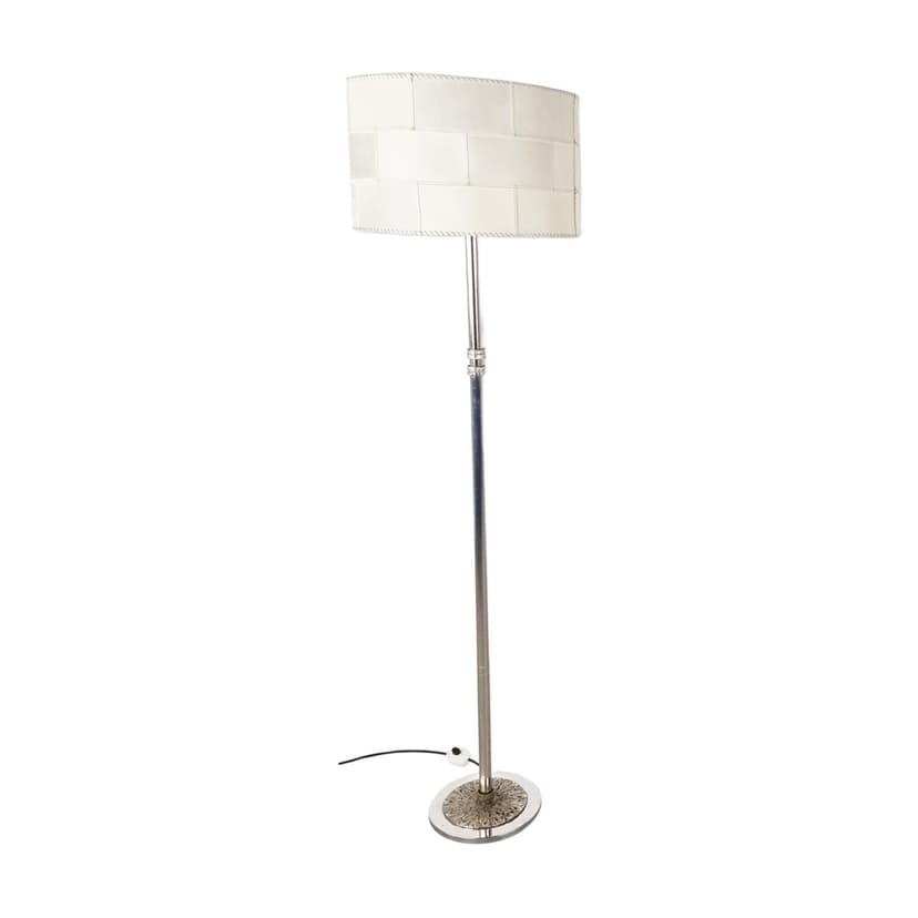 Lampa podłogowa brutalistyczna, metal chromowany srebrny, Niemcy, lata 70.