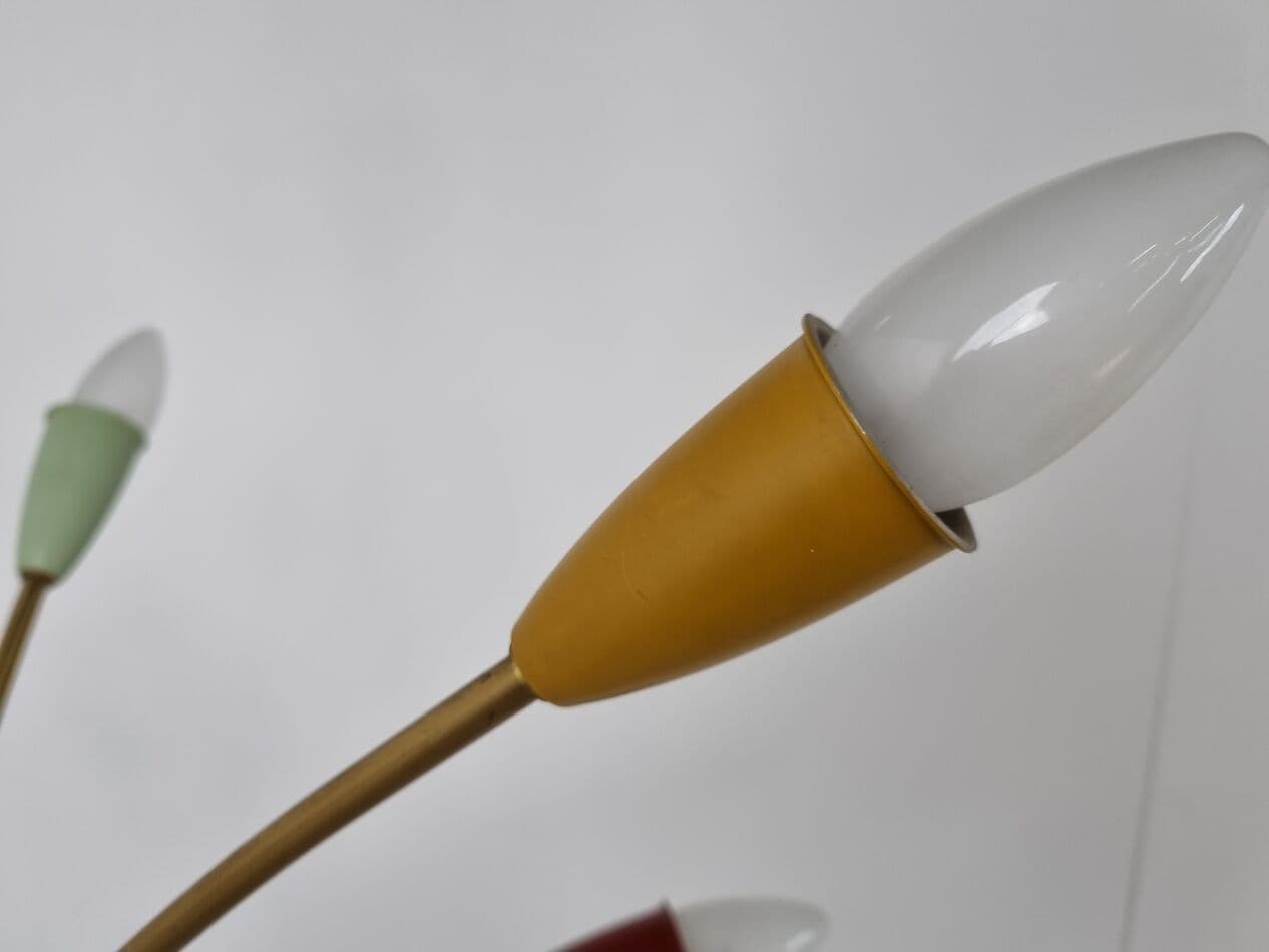 Żyrandol, mid-century, multikolor, mosiądz, Włochy, lata 60. - 265639