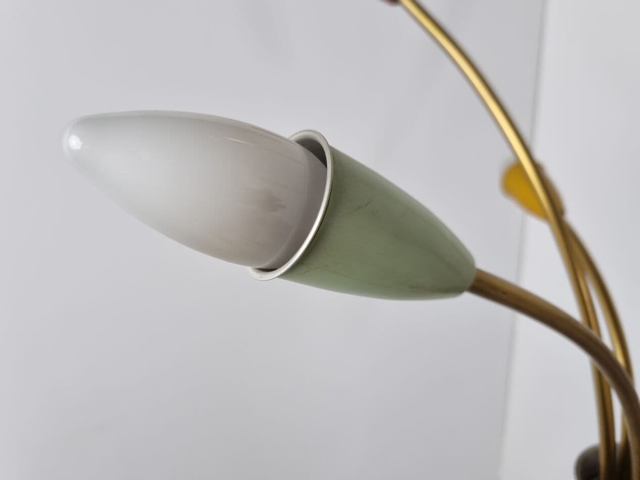 Żyrandol, mid-century, multikolor, mosiądz, Włochy, lata 60. - 265641