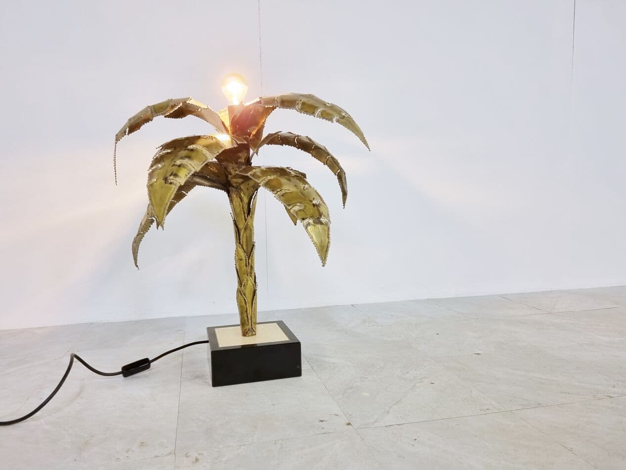 Lampa stołowa Palm, złoty, mosiądz, Francja, lata 70. - 265562
