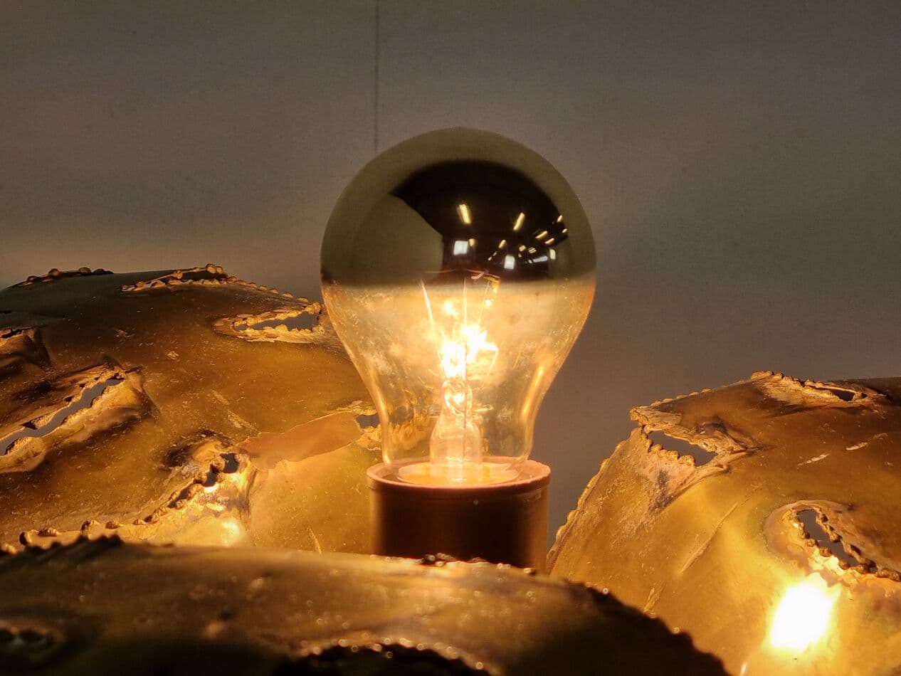 Lampa stołowa Palm, złoty, mosiądz, Francja, lata 70. - 265569