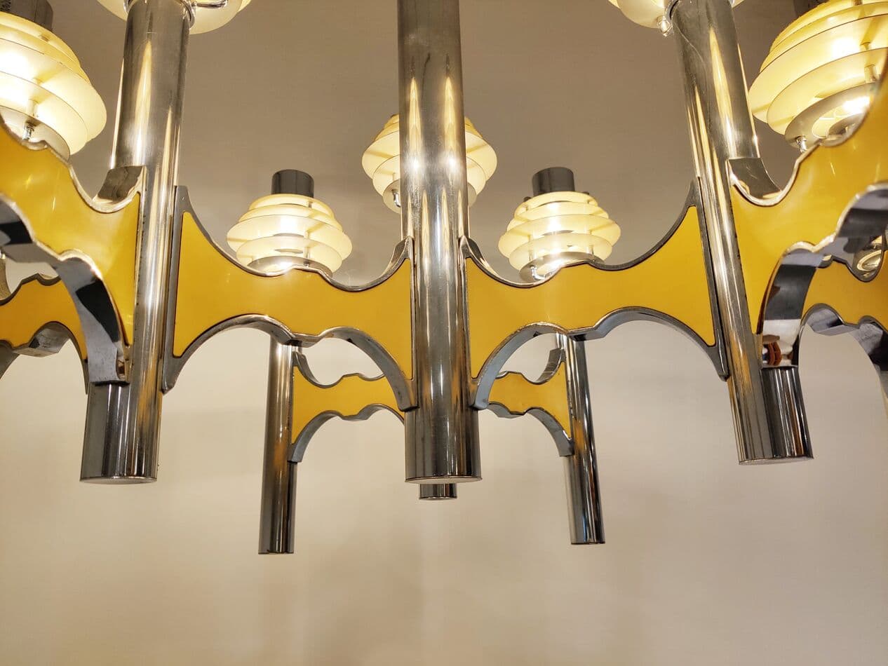 Żyrandol Space Age, chrom, metal, proj. G. Sciolari, Włochy, lata 70. - 265540