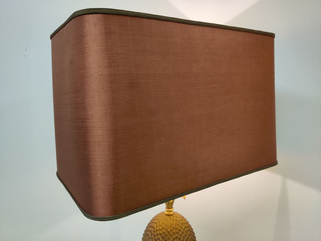 Lampa stołowa ananas, mosiądz złoty, Francja, lata 70. - 265457