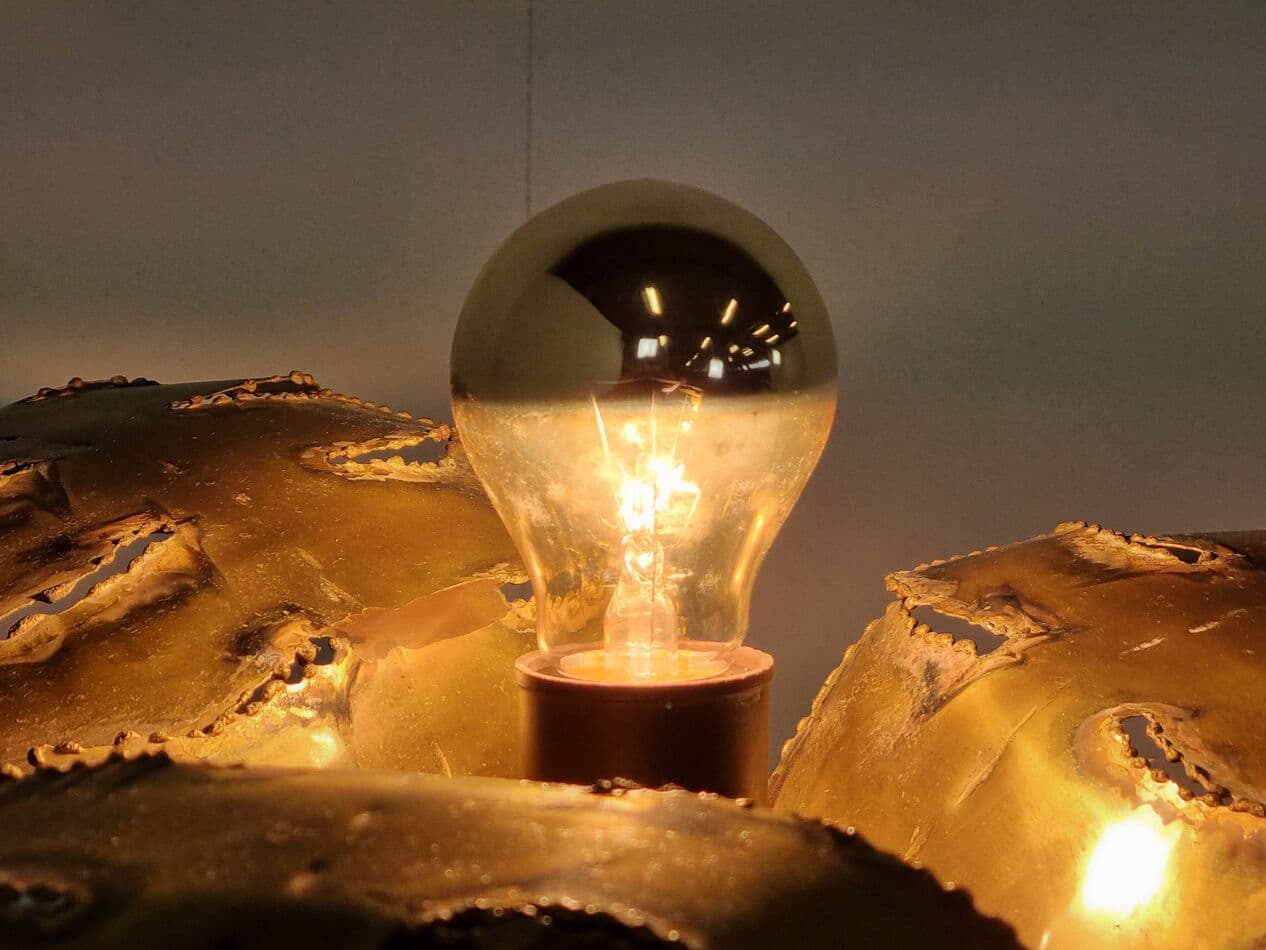 Lampa stołowa Palm, mosiądz złoty, Maison Jansen, Francja, lata 70. - 265314