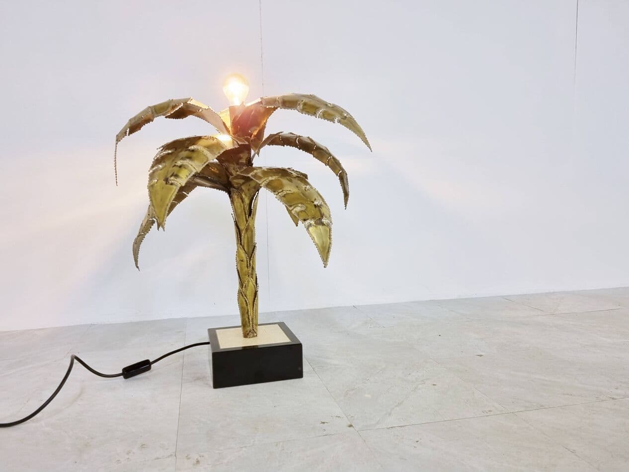 Lampa stołowa Palm, mosiądz złoty, Maison Jansen, Francja, lata 70. - 265319