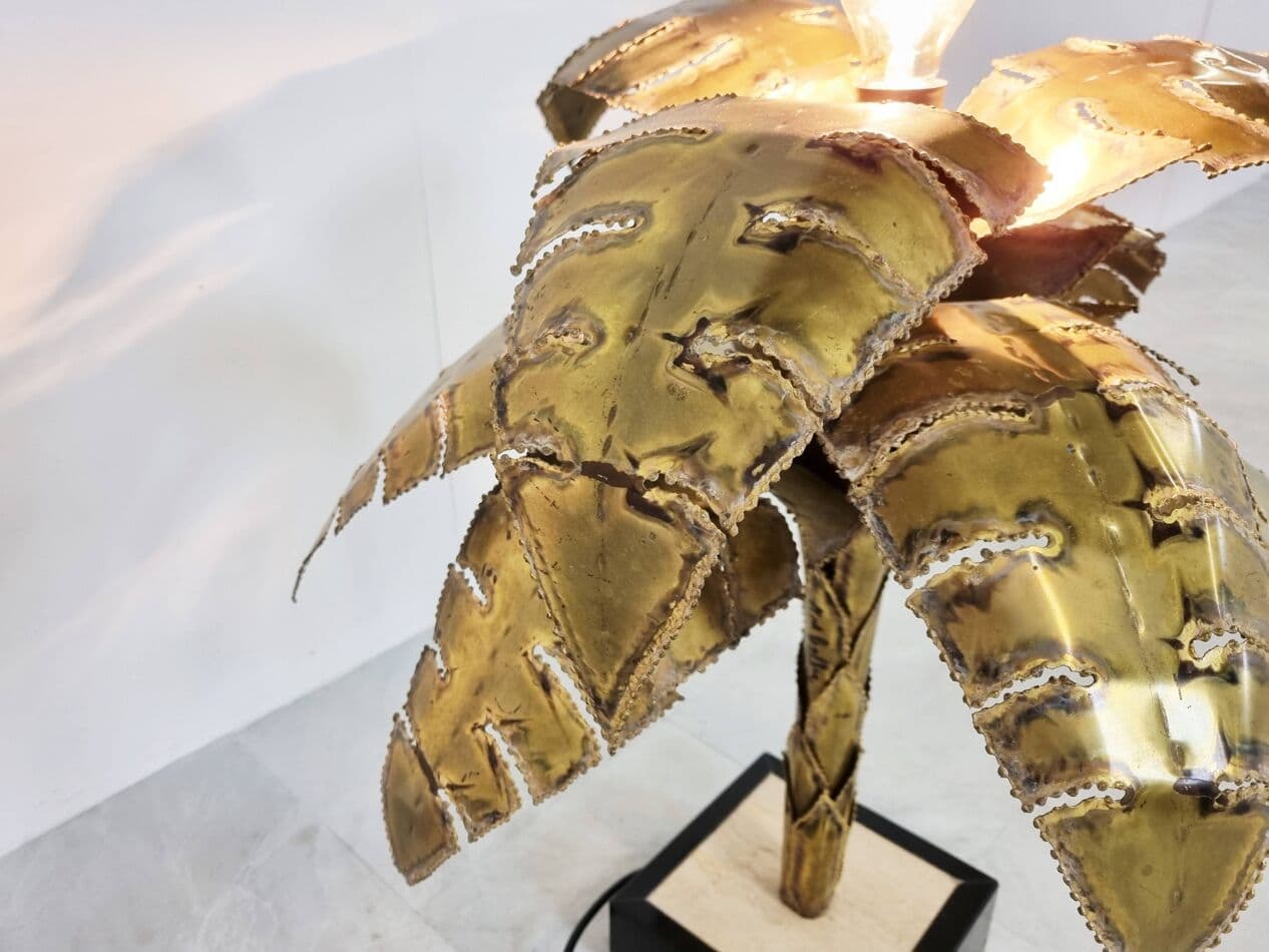 Lampa stołowa Palm, mosiądz złoty, Maison Jansen, Francja, lata 70. - 265321