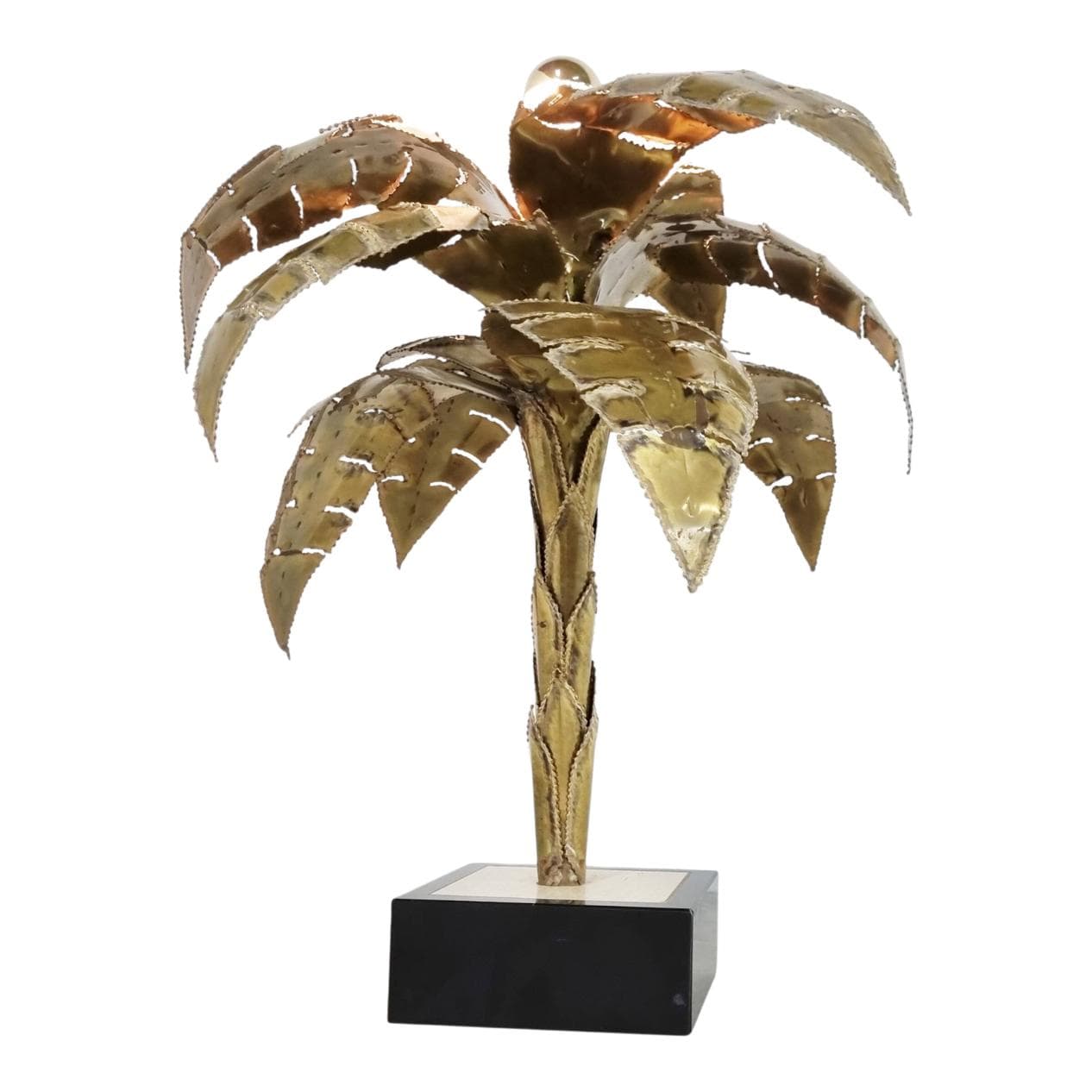 Lampa stołowa Palm, mosiądz złoty, Maison Jansen, Francja, lata 70.