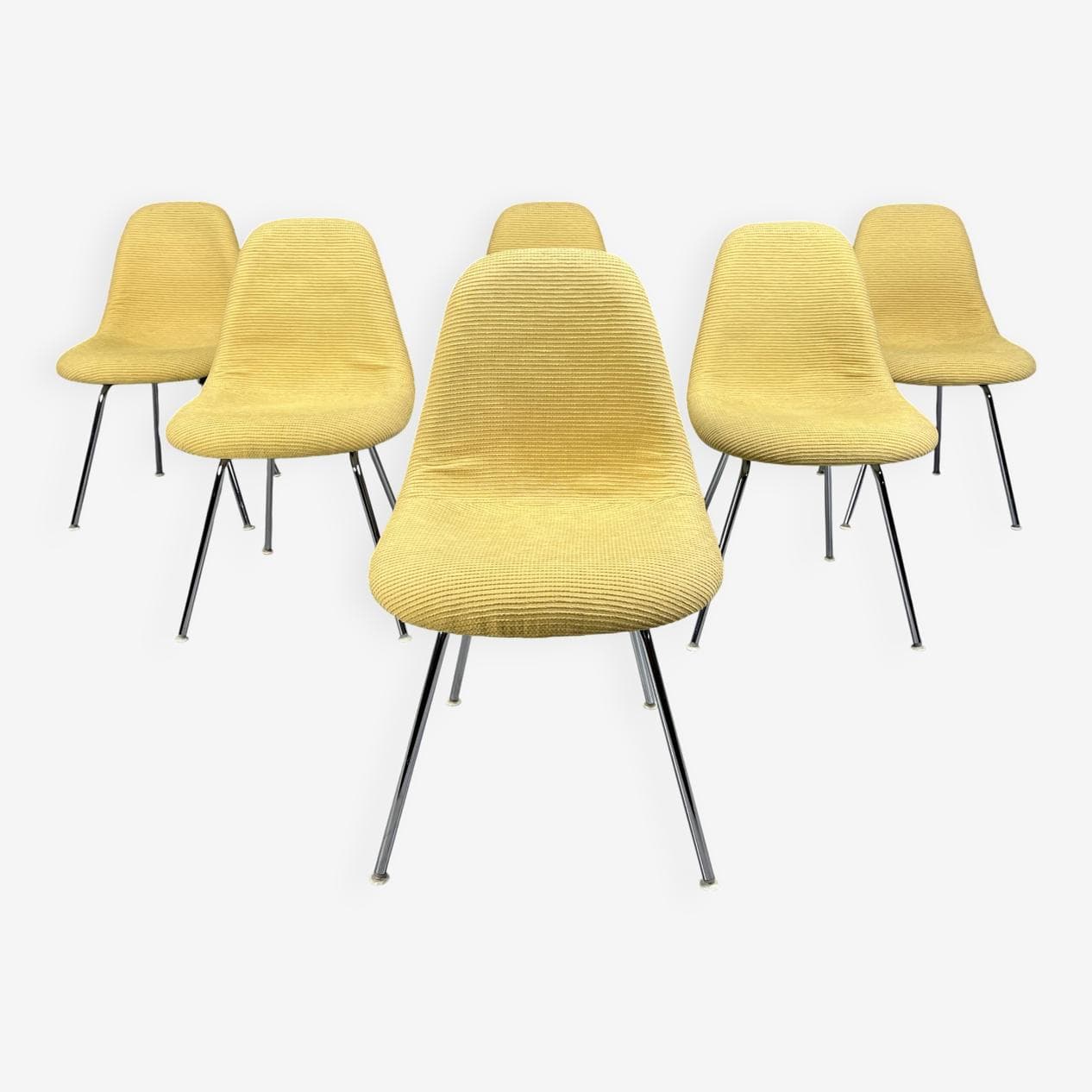 Komplet krzeseł jadalnianych, Eames, żółty, proj. C. & R. Eames, Herman Miller, USA, lata 70. - 265151