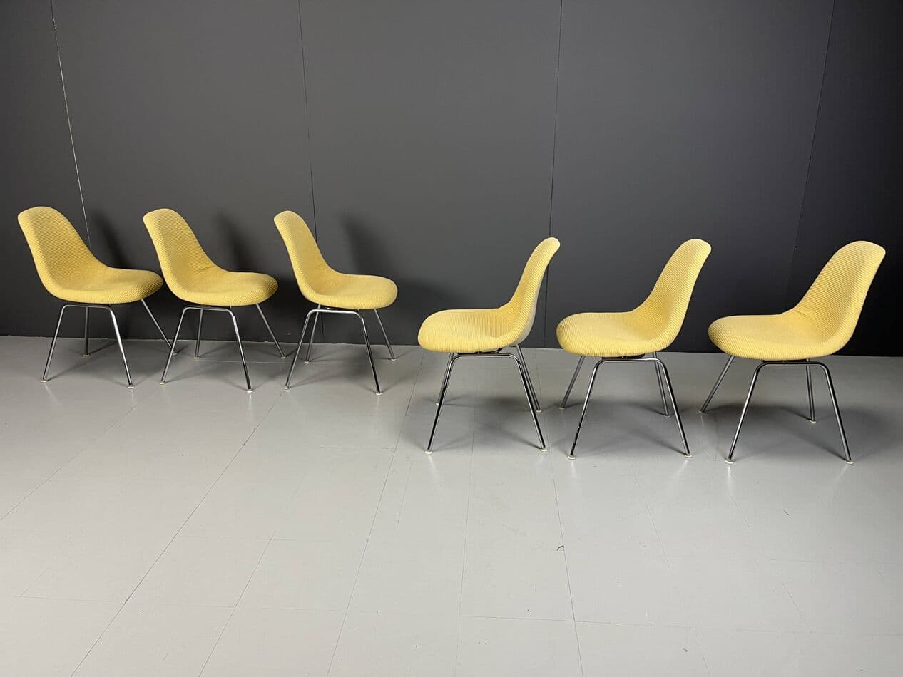 Komplet krzeseł jadalnianych, Eames, żółty, proj. C. & R. Eames, Herman Miller, USA, lata 70. - 265156