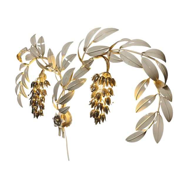 Kinkiet Tulip, biały, metal złoty, proj. H. Kögl, Włochy, lata 70. - WYMIARY