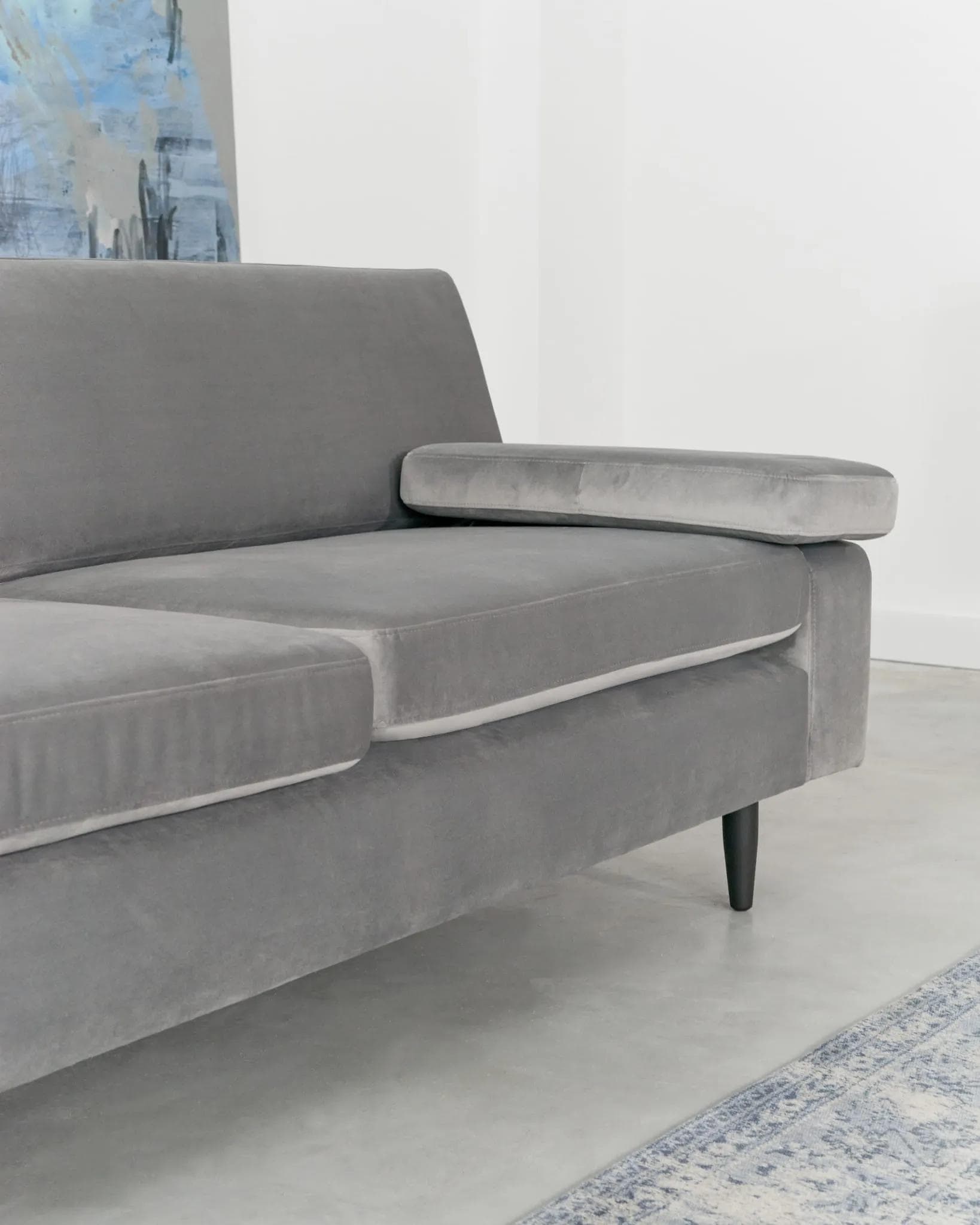 Sofa Helsinki, szary velvet, Polska, lata 90. - 19664