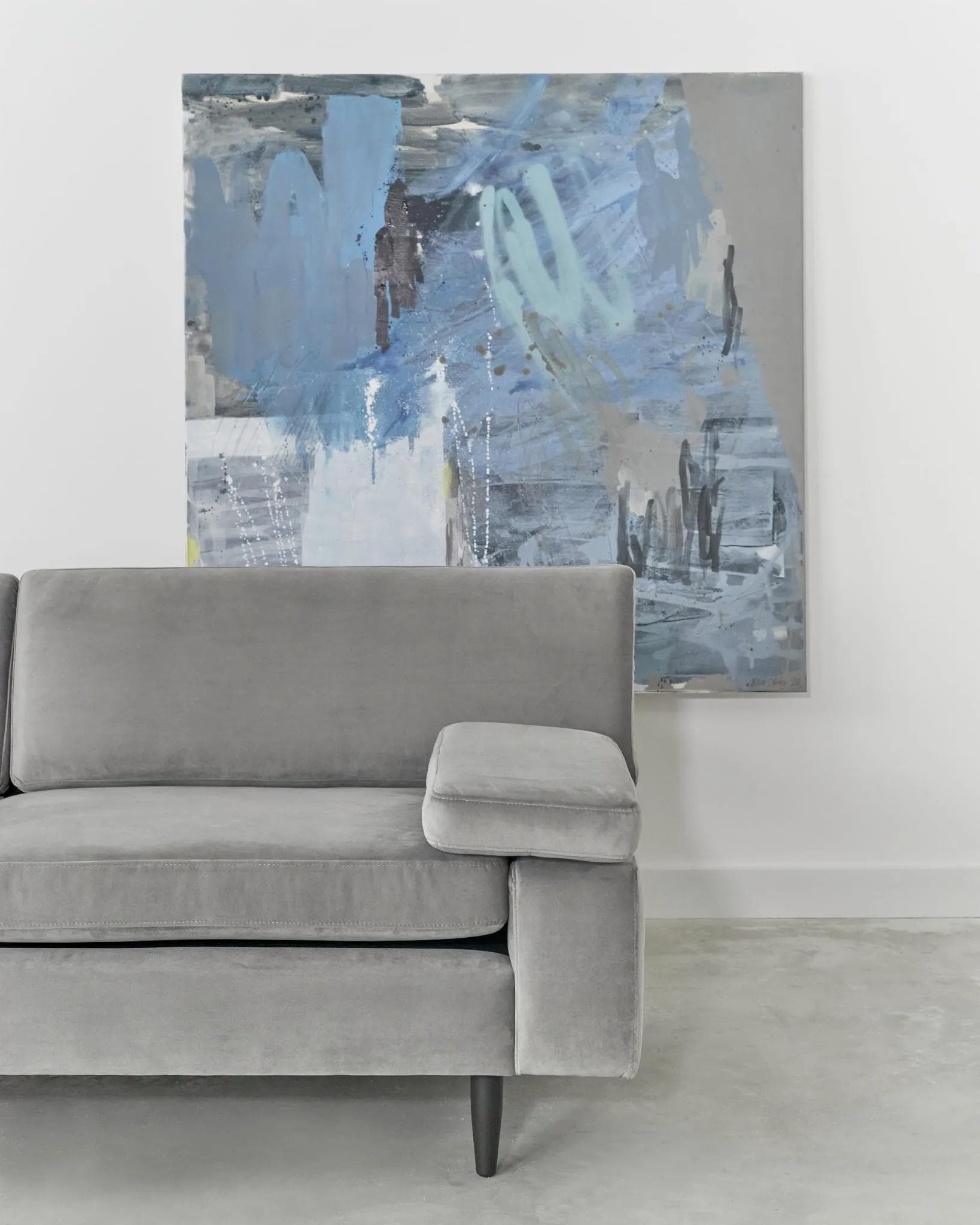 Sofa Helsinki, szary velvet, Polska, lata 90. - 19663