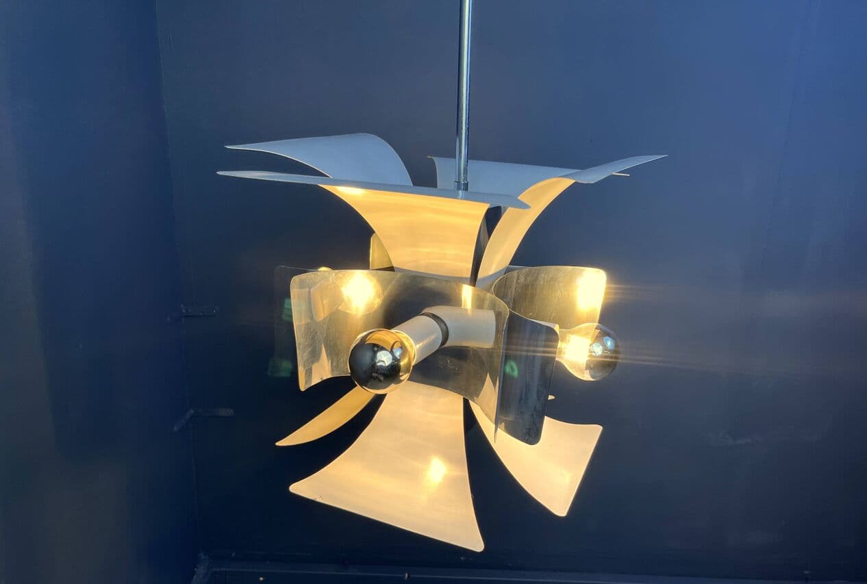 Chandelier Space Age, silver aluminum, by G. Sciolari, Italy, 1960s. - 264656