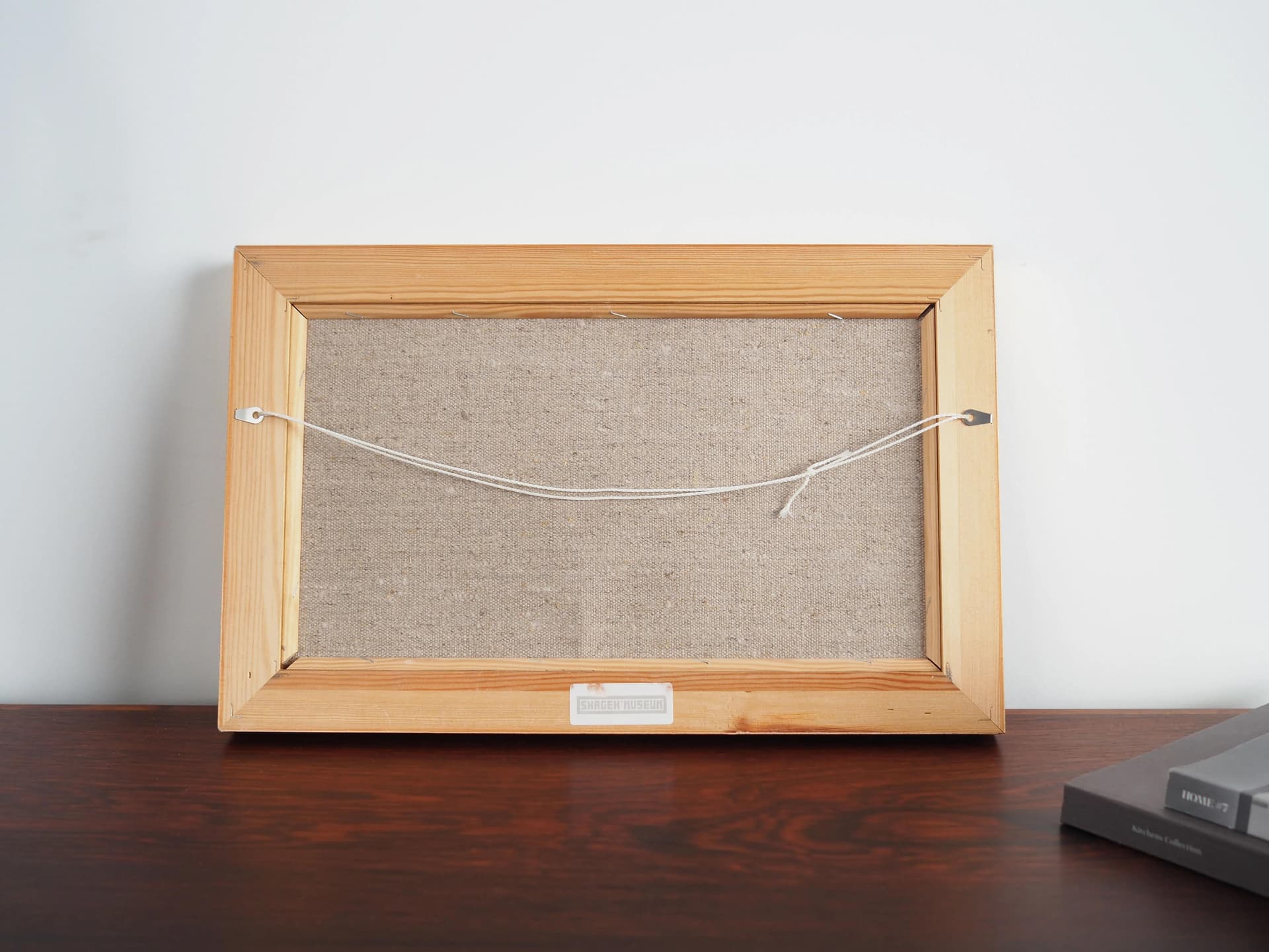 Painting Rainbow over the Village, grey oil on canvas, wooden frame, Scandinavian style, 1970s. - 19893