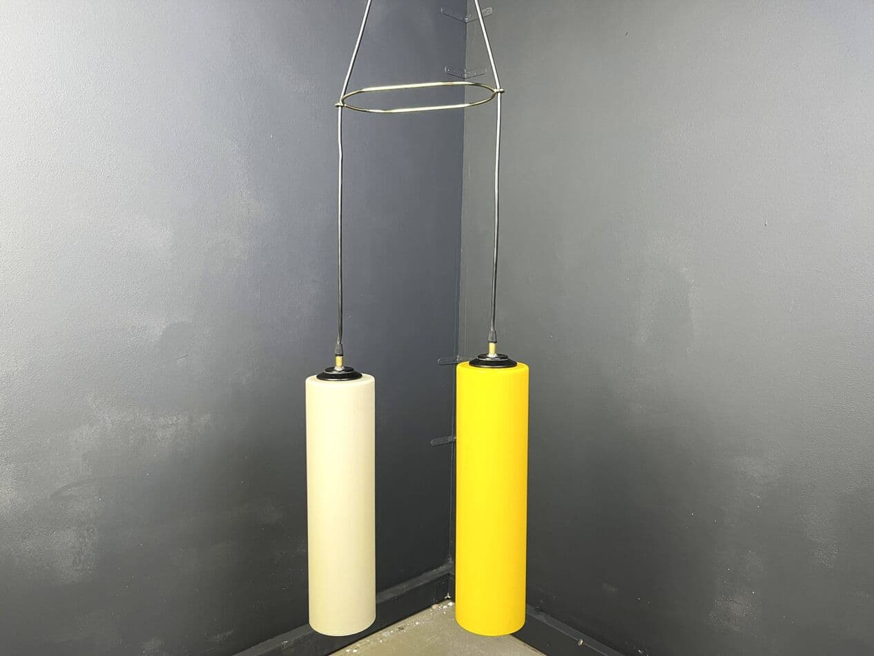 Pendant light, yellow beige glass, Vistosi, Italy, 1970s. - 264637