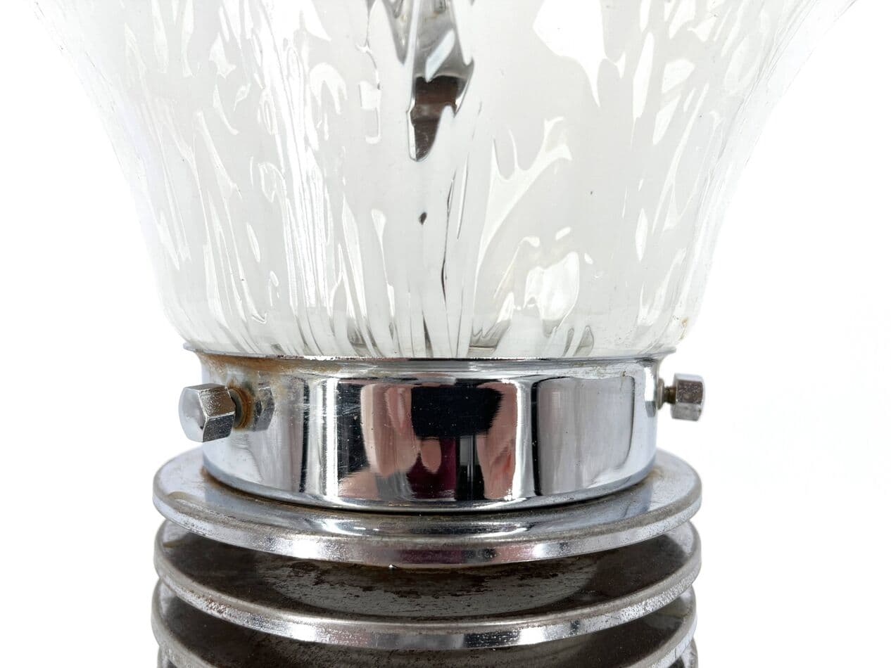 Lampa stołowa, szkło Murano białe, chrom, proj. C. Nason, Mazzega, Włochy, lata 70. - 264625