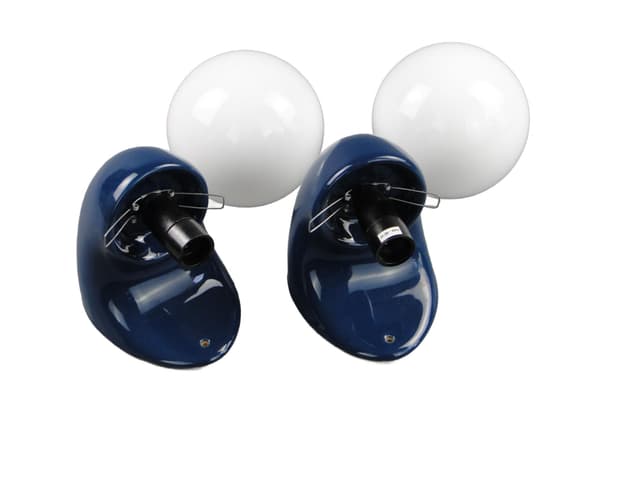 Pair of modernist wall sconces, navy blue, ceramics, Poland, 1970s. - DIMENSION