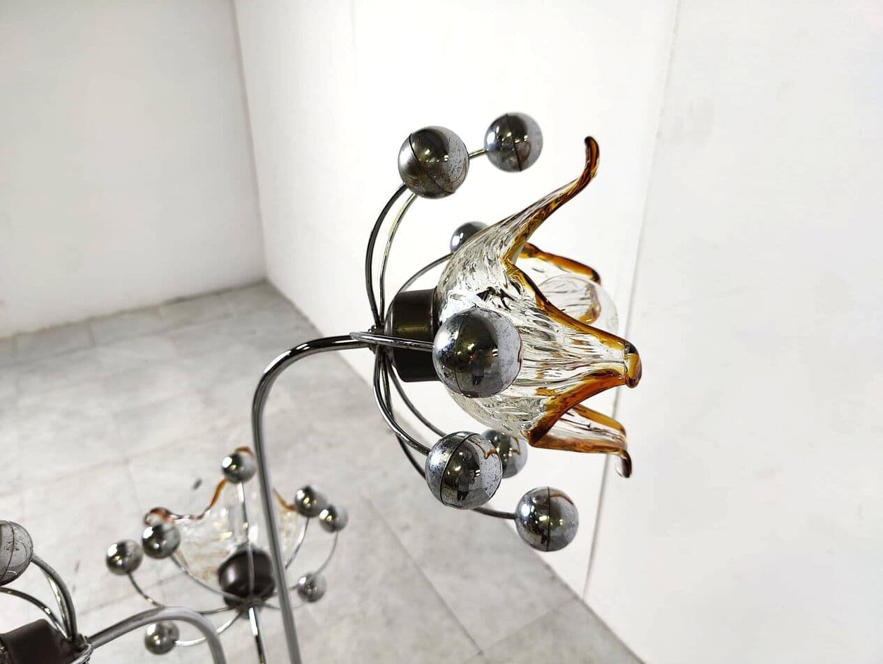 Lampa podłogowa Murano, srebrny, metal, szkło, Włochy, lata 60. - 264259