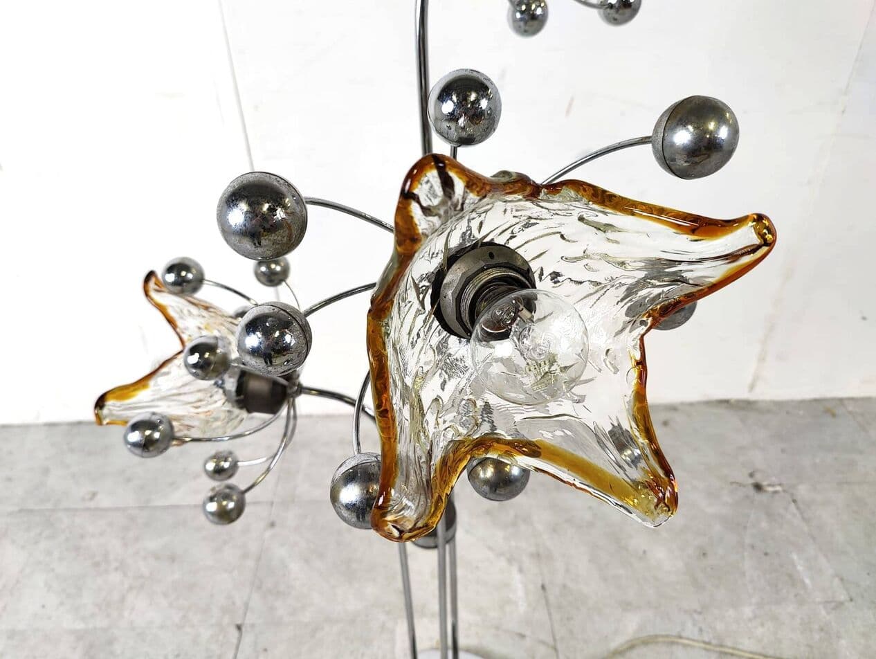 Lampa podłogowa Murano, srebrny, metal, szkło, Włochy, lata 60. - 264258