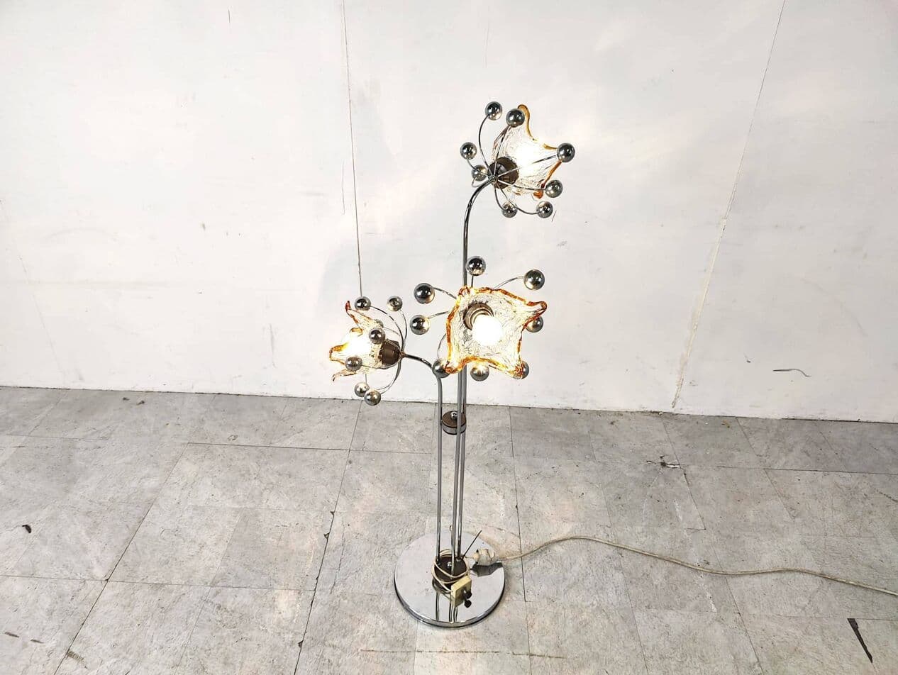 Lampa podłogowa Murano, srebrny, metal, szkło, Włochy, lata 60. - 264257