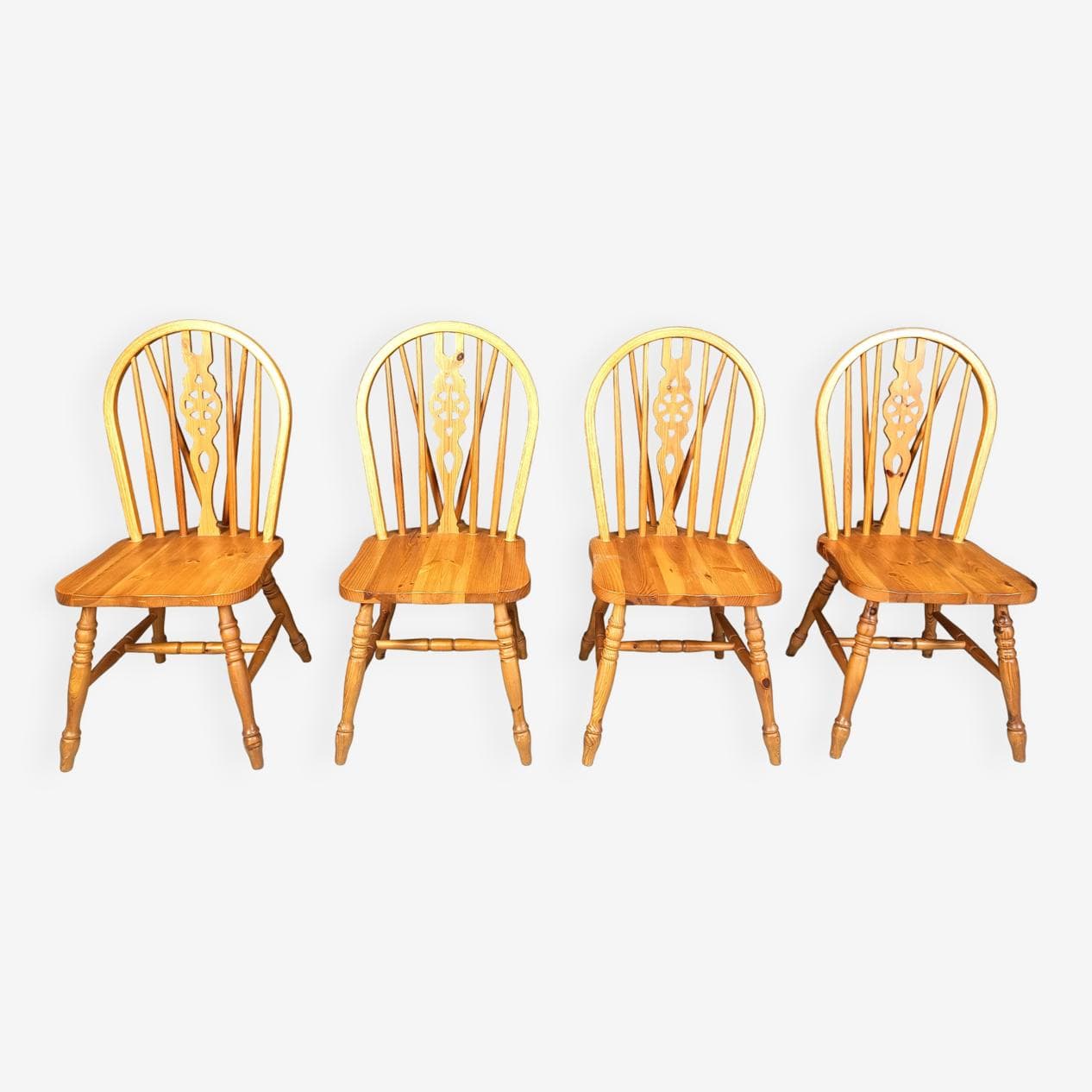 zestaw czterech krzeseł jadalnianych, jasnobrązowy, drewno, Lucian Ercolani, Wielka Brytania, lata 50. - 264044