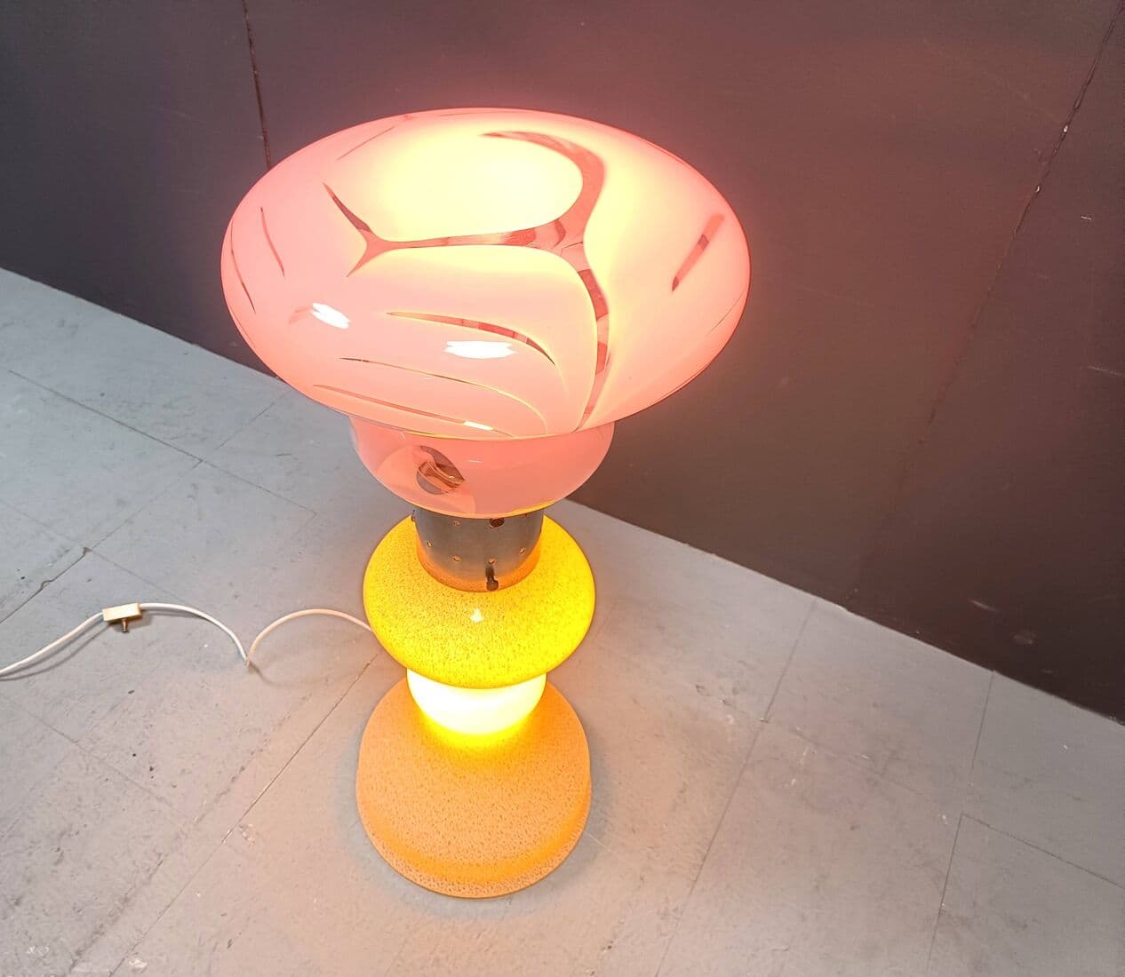 Lampa podłogowa, szkło białe, proj. C. Nason, Mazzega, Włochy, lata 60. - 264026