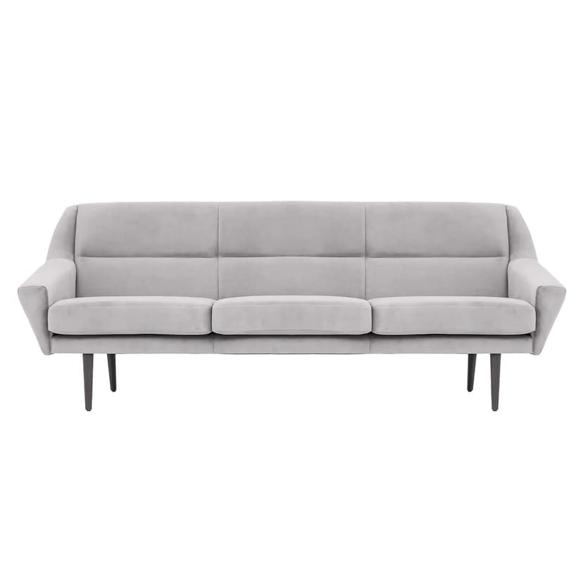 Sofa Skagen, srebrny velvet, drewno, Polska, lata 90.