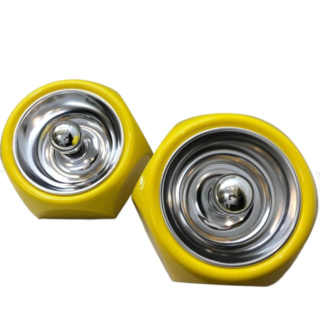 Para kinkietów, żółty plastik, metal chromowany, Kinkeldey Leuchten, Niemcy, lata 80. - WYMIARY