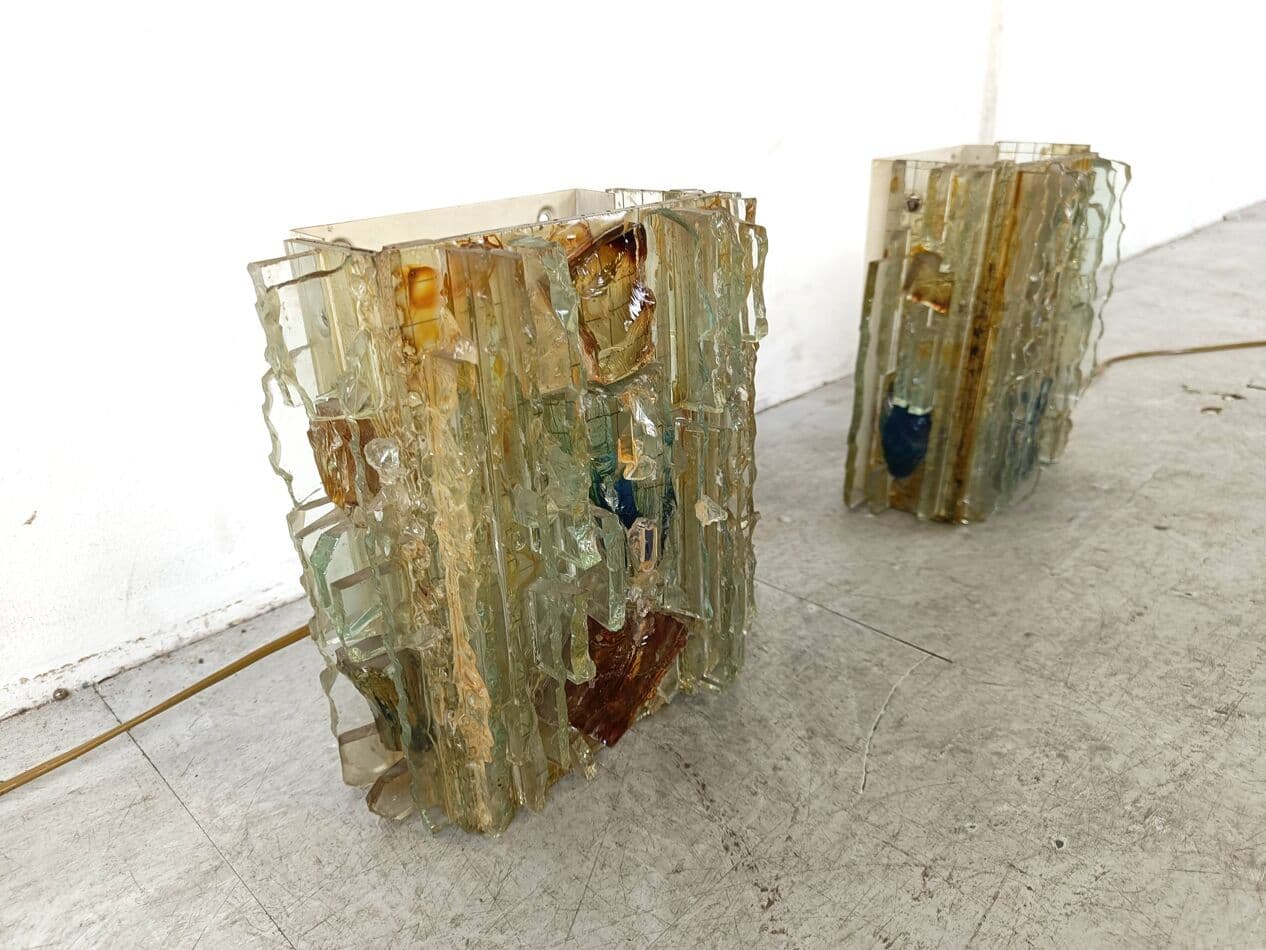 Kinkiet Chartres, multikolor, szkło, proj. W. van Oyen, Holandia, lata 60. - 263538