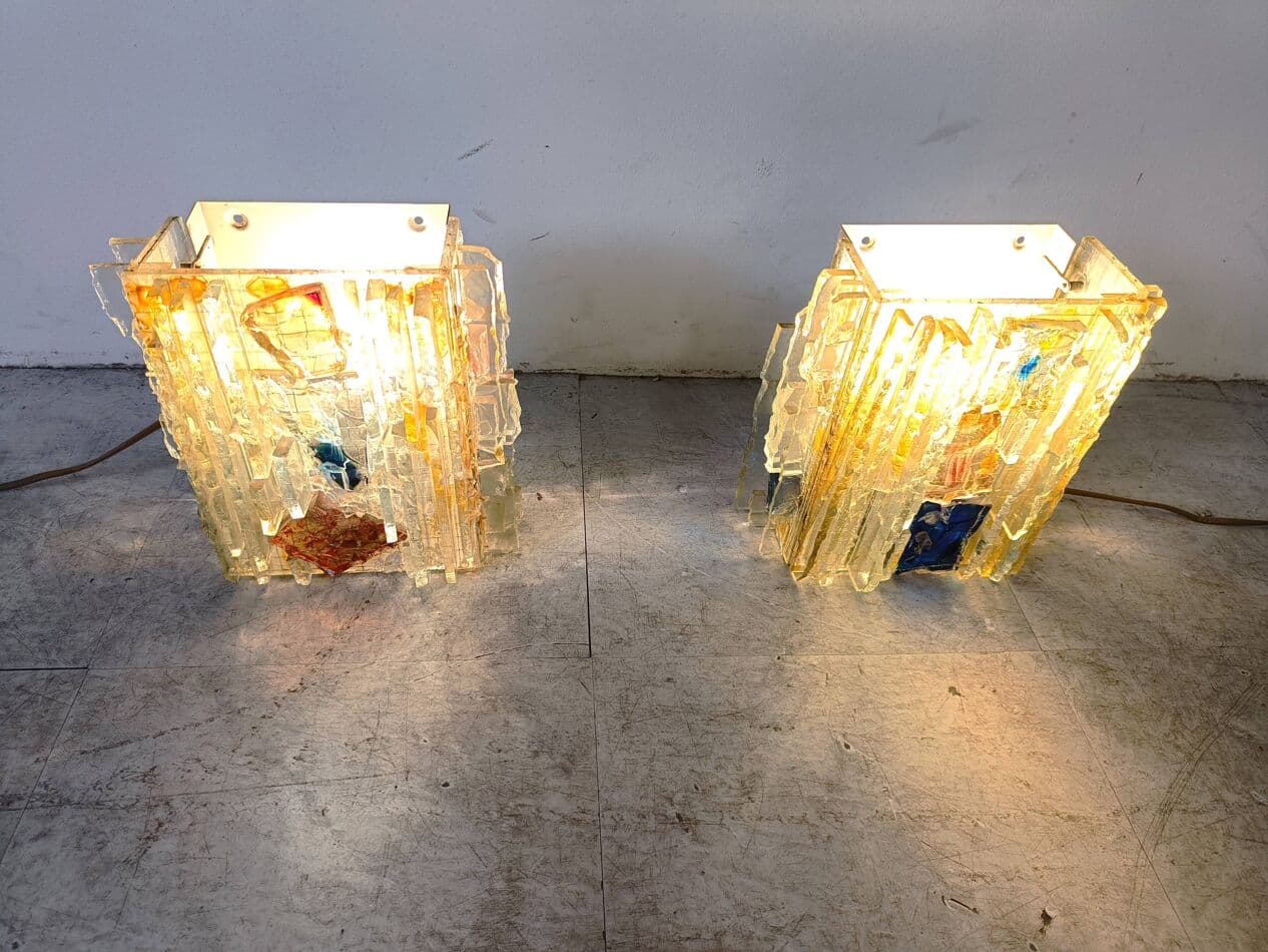 Kinkiet Chartres, multikolor, szkło, proj. W. van Oyen, Holandia, lata 60. - 263535