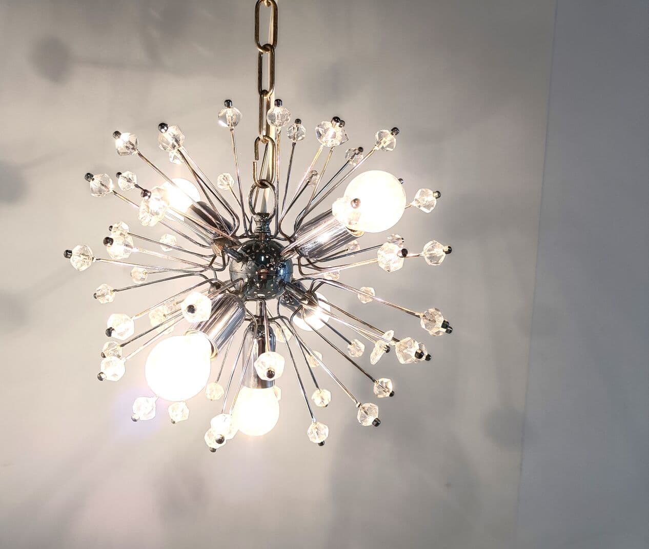 Chandelier Sputnik, silver, glass, by E. Stejnar, Austria, 1970s. - 263408
