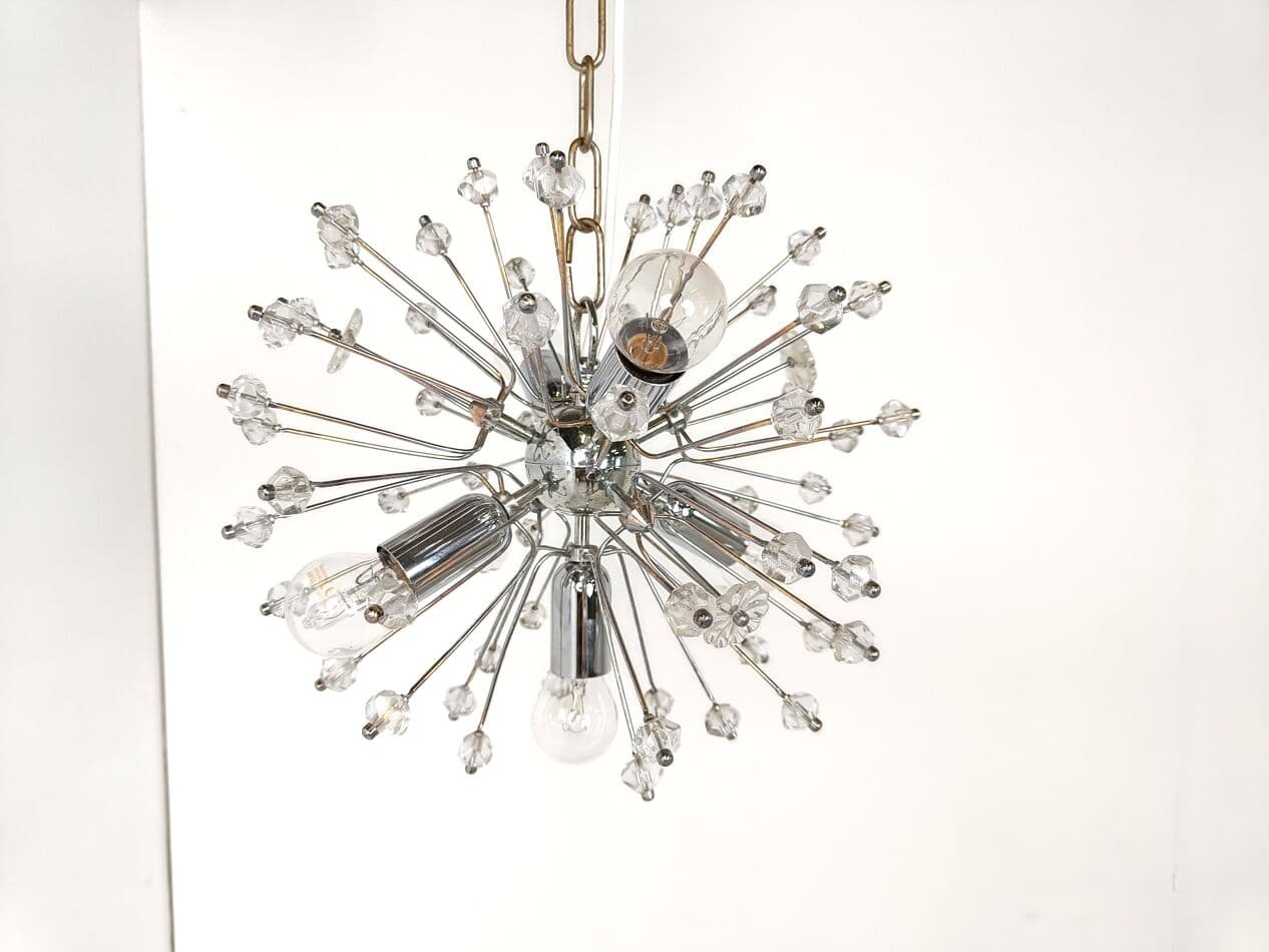 Chandelier Sputnik, silver, glass, by E. Stejnar, Austria, 1970s. - 263405