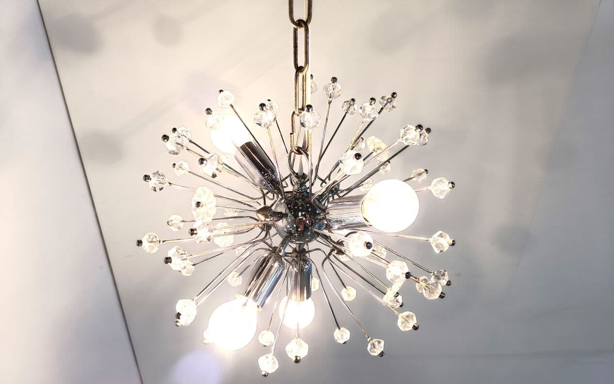Chandelier Sputnik, silver, glass, by E. Stejnar, Austria, 1970s. - 263409